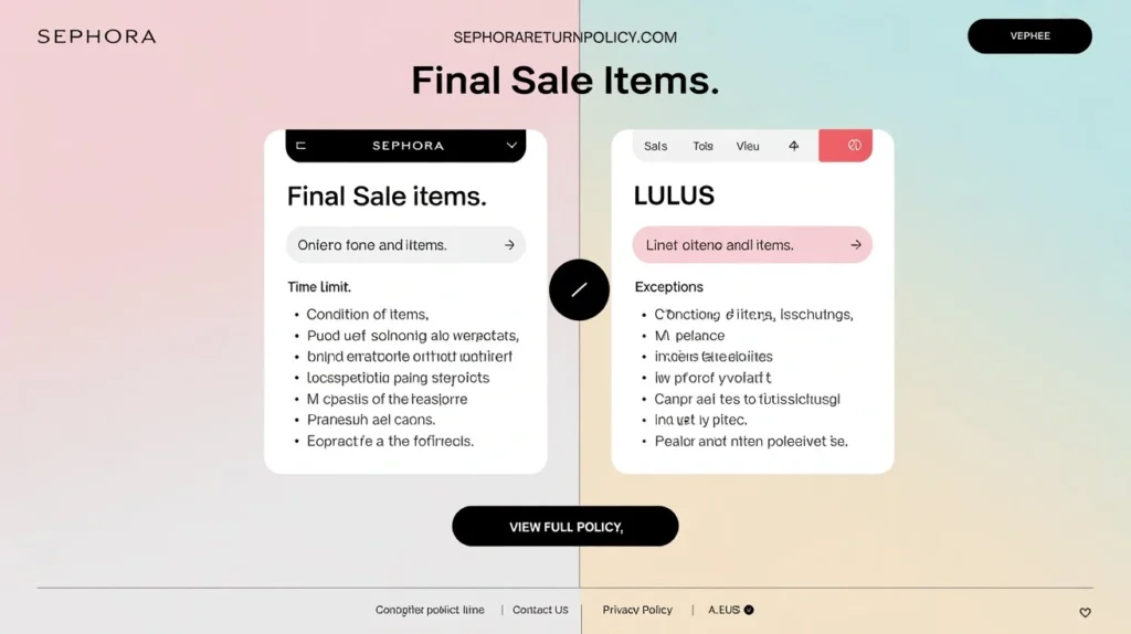 Sephora Return Policy vs Lulus Return Policy 5 Final Sale Items